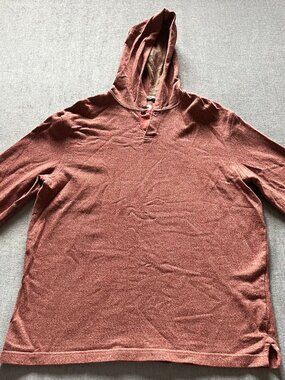 Joseph Abboud Sweatshirt Men Large Red Pullover Hooded Button Casual Light